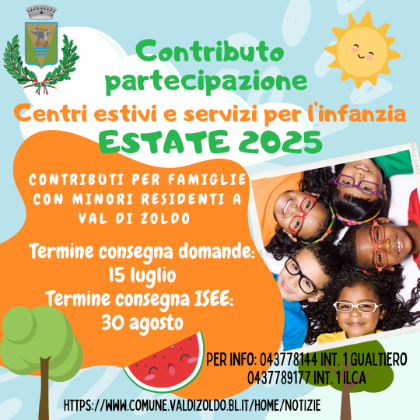 Centri estivi 2025: Contributi per le famiglie Centri estivi 2025: Contributi per le famiglie