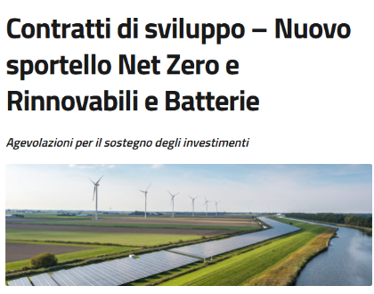 Sportello “Net Zero e Rinnovabili e Batterie” con nuove opportunità di accesso