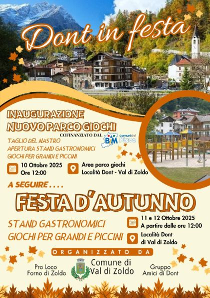 Sagra di Dont - Inaugurazione Parco Giochi e Festa d'Autunno Sagra di Dont - Inaugurazione Parco Giochi e Festa d'Autunno